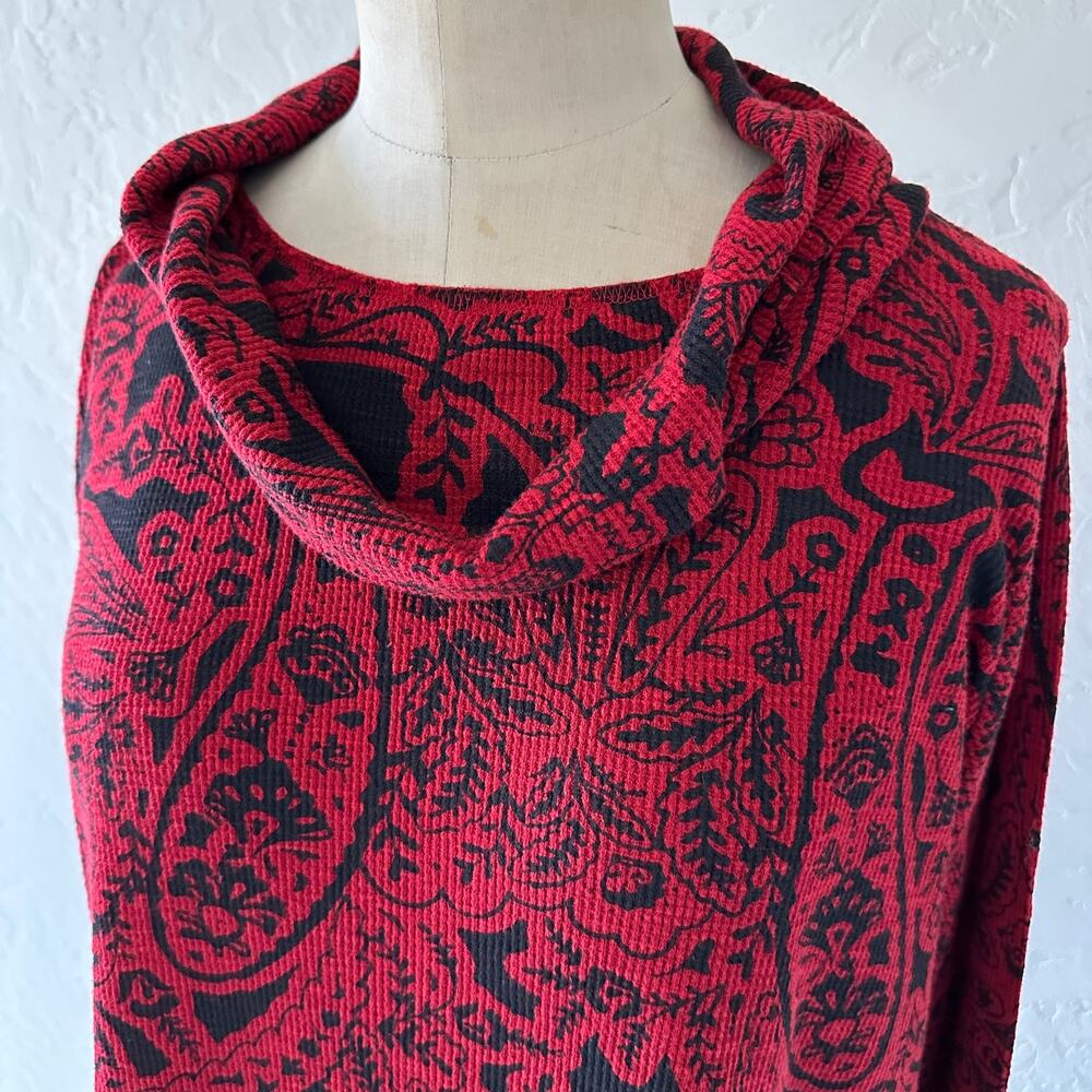 SOFT SURROUNDINGS Womens Kendra Waffle Top Size Large Cowl Neck Quiet Luxury - Picture 4 of 9